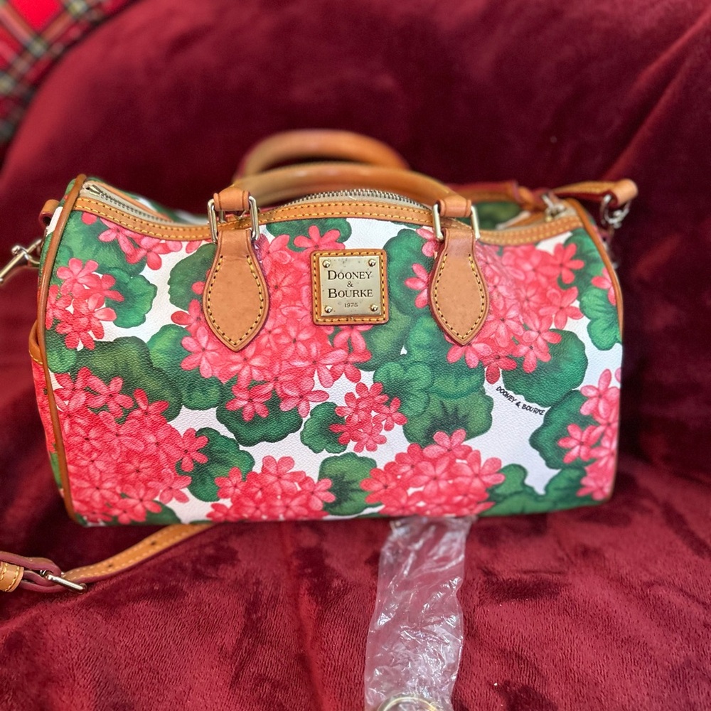 Dooney & Bourke Pink and Green Floral Satchel